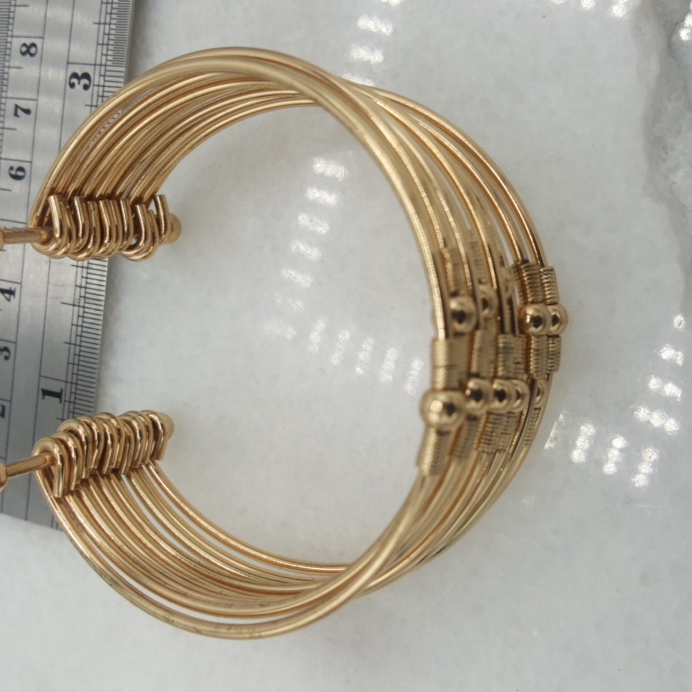 ✔Gold Stacked Cuff Bracelet with Small Gold Beads - Picture 7 of 7